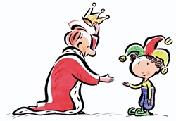 King greeting jester