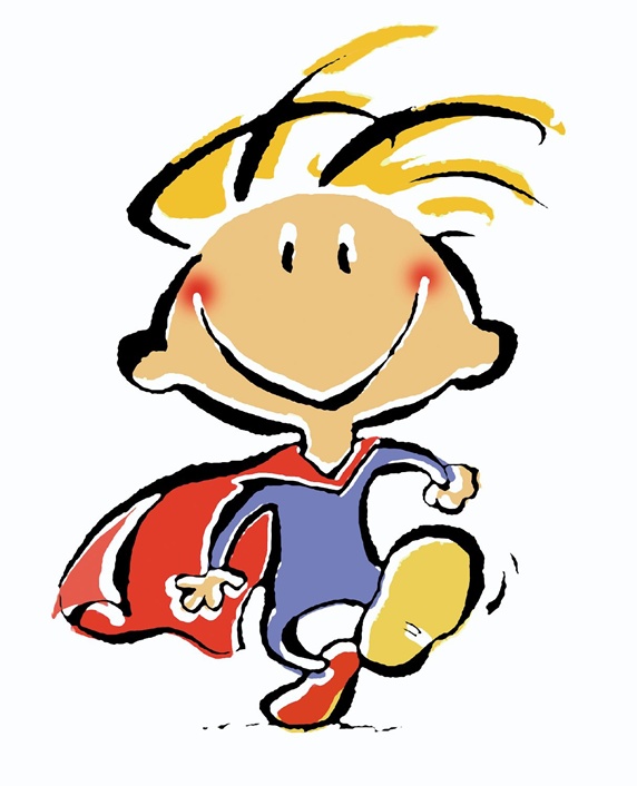 Boy in superhero's costume