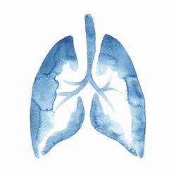 Blue watercolour lungs