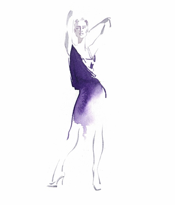 Portrait of woman in purple dress