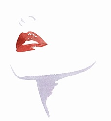 Cropped close up of woman wearing red lipstick