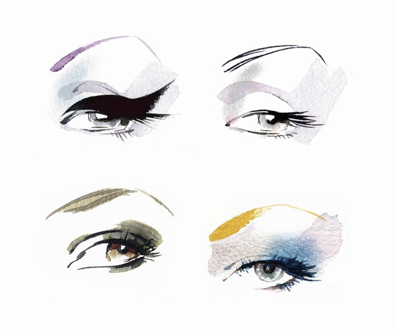 Close up of eyes wearing different eye makeup