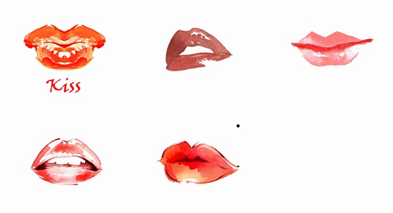 Close up of different lips wearing lipstick