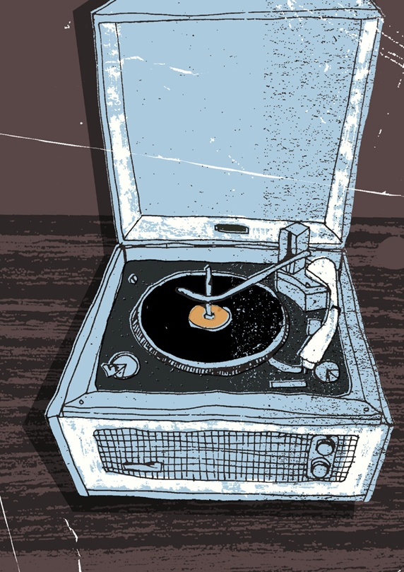 Old-fashioned record player