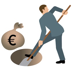 Man digging hole to hide sack of euros