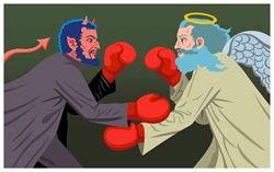 Angel and devil boxing