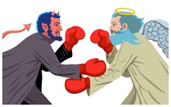 Angel and devil boxing