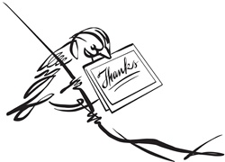 Bird with thank you note