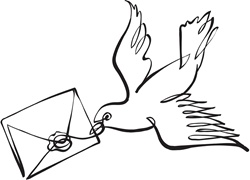 Pigeon carrying envelope