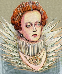 Woman wearing ornate collar