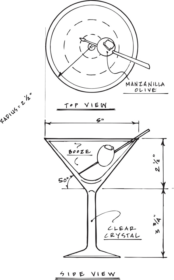 Blueprint of martini cocktail