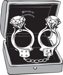 Handcuffs with diamonds in box