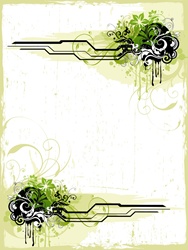 Black lines and green flowers