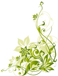 Green flowers on white background