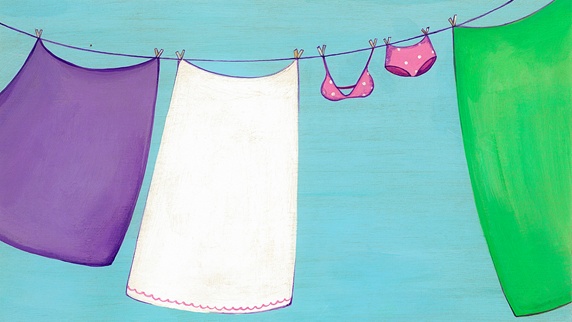 Drying clothes on washing line