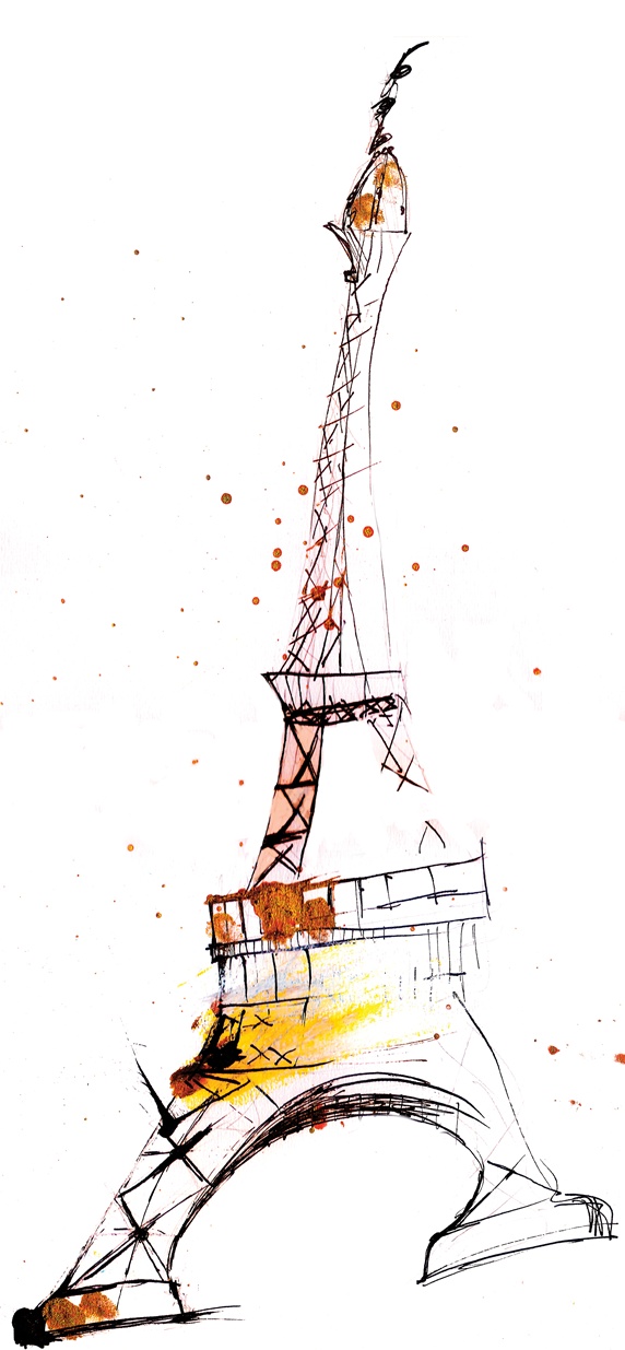 France, Paris, Drawing of Eiffel Tower