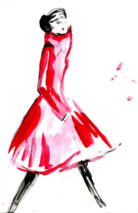 Woman wearing red coat