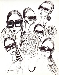 Group of women wearing various sunglasses