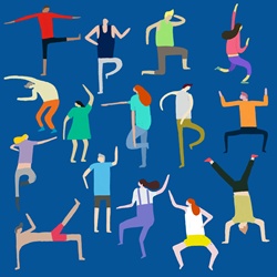 People in exercising poses