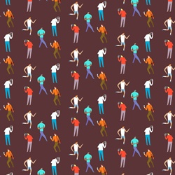 Brown background filled with small men figures