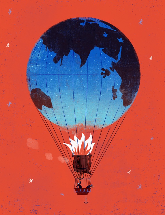 Steampunk globe hot air balloon
