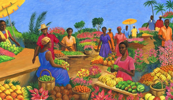 Colourful fruit market in Martinique