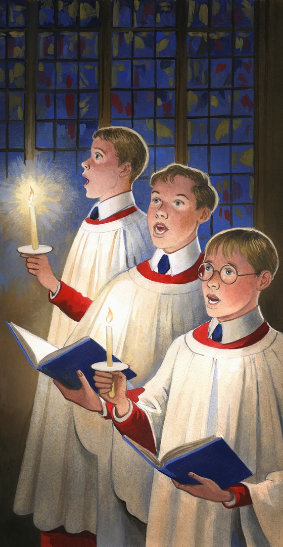 Choirboys singing in King's College Chapel, Cambridge