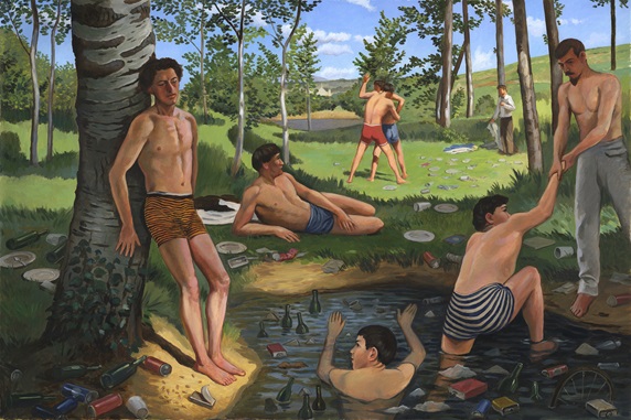 Parody of Bazille's 'Summer Scene' with lots of added rubbish