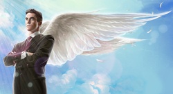 Businessman with angel wings 