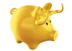 Yellow pig shape money box