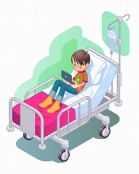 Boy on IV drip in hospital