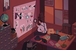 Detective working in office