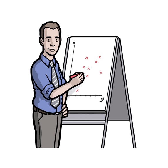 Man standing at flip chart during presentation