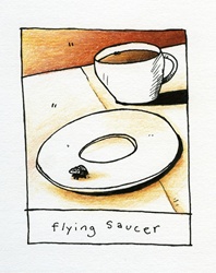 Fly on saucer and coffee cup