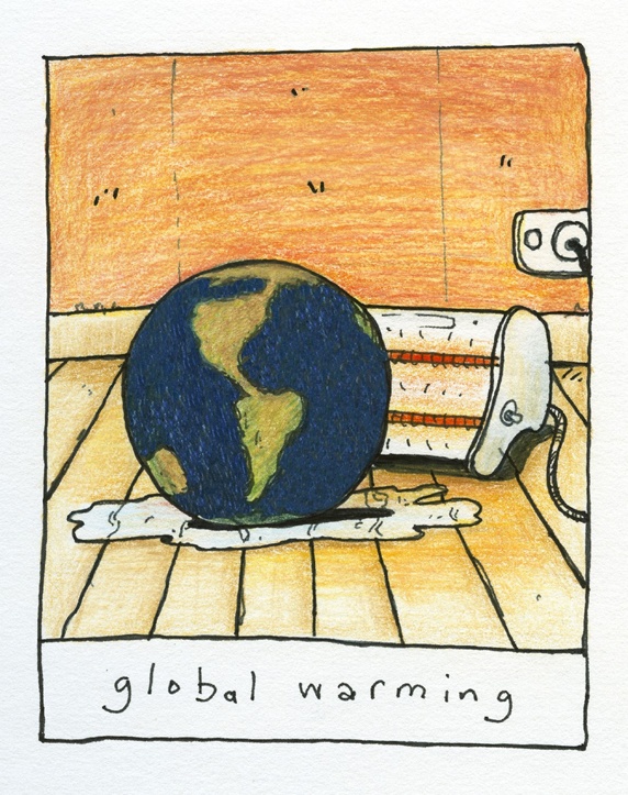 Electric heater heating planet Earth
