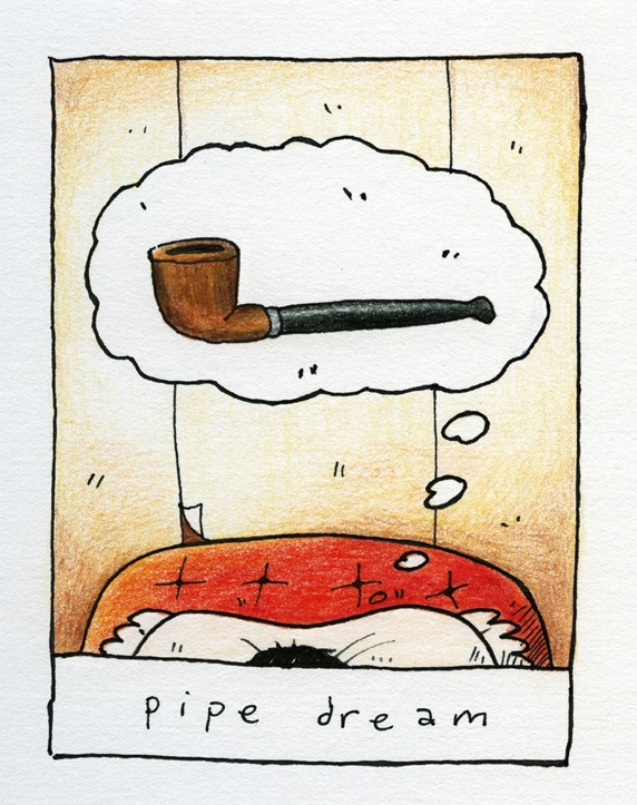 Man dreaming about smoking pipe