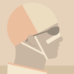 Profile of man wearing protective helmet and sunglasses