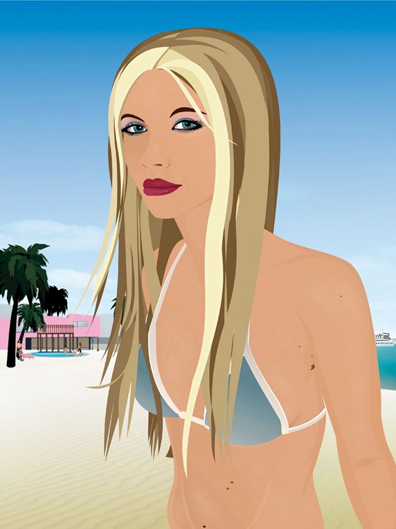 Portrait of woman in bikini on beach