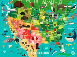Illustrated map of the United States