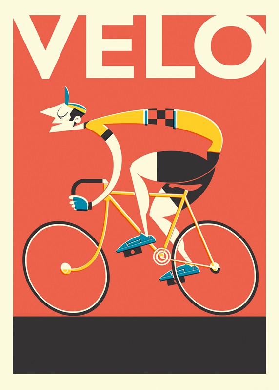 Retro poster of French cyclist