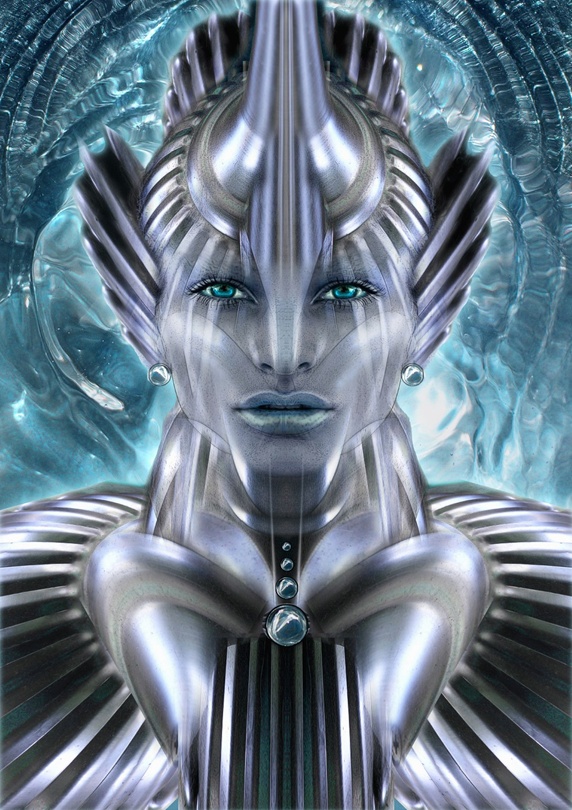 Futuristic female alien android