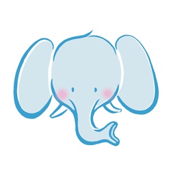 Elephant with rosy cheeks
