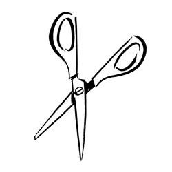 Scissors on white background