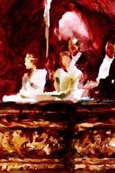 People in evening dress sitting in theater box