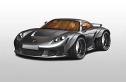 Porsche on gray background