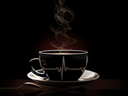 Coffee cup with electrocardiogram line