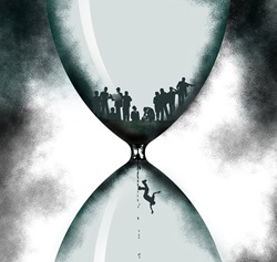 People in hourglass