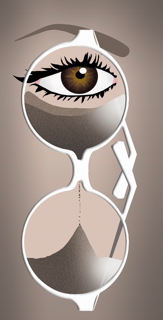 Time running out in hourglass spectacles