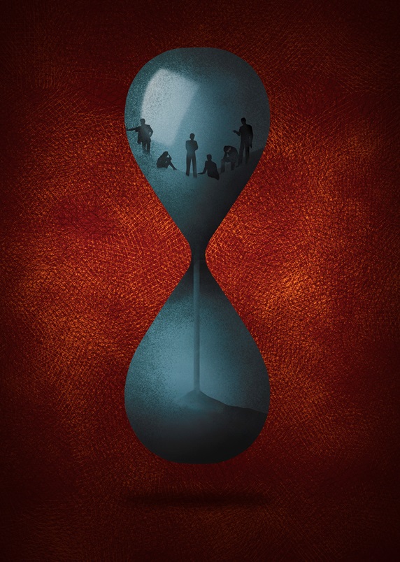 Time running out for people inside of hourglass