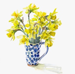 Bunch of daffodils in mug